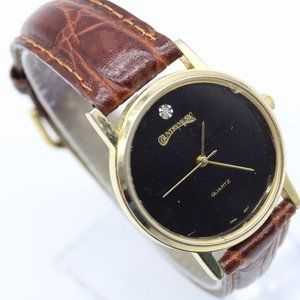 Vintage Country Music Watch Womens Gold Tone Stainless Steel Classic Black Dial